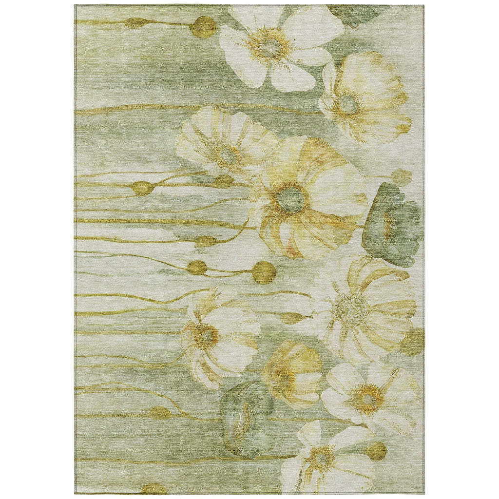 Tapis Chantille moderne à motif floral, lavable en machine, pour intérieur/extérieur