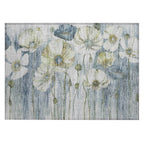 Tapis Chantille moderne à motif floral, lavable en machine, pour intérieur/extérieur
