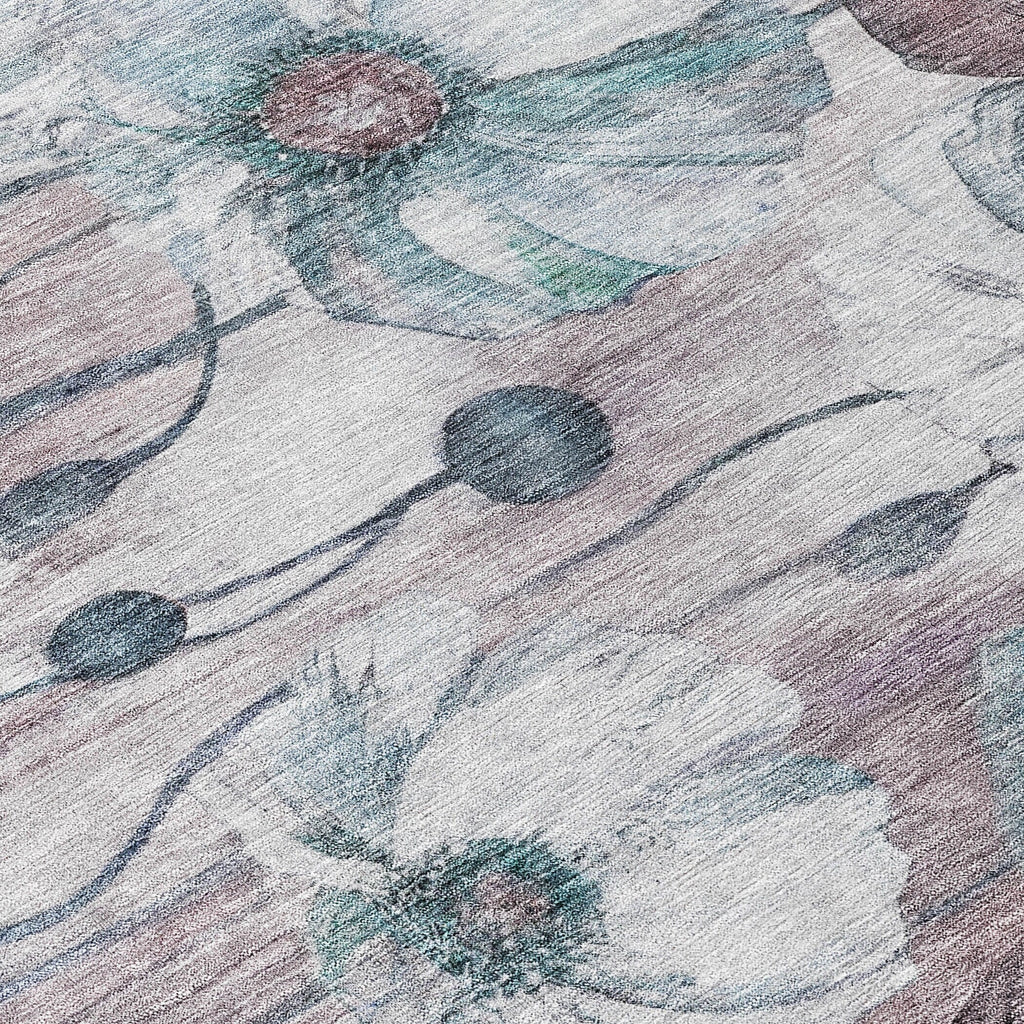 Tapis Chantille moderne à motif floral, lavable en machine, pour intérieur/extérieur