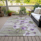 Tapis Chantille moderne à motif floral, lavable en machine, pour intérieur/extérieur