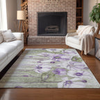 Tapis Chantille moderne à motif floral, lavable en machine, pour intérieur/extérieur