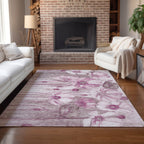 Tapis Chantille moderne à motif floral, lavable en machine, pour intérieur/extérieur