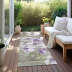 Tapis Chantille moderne à motif floral, lavable en machine, pour intérieur/extérieur