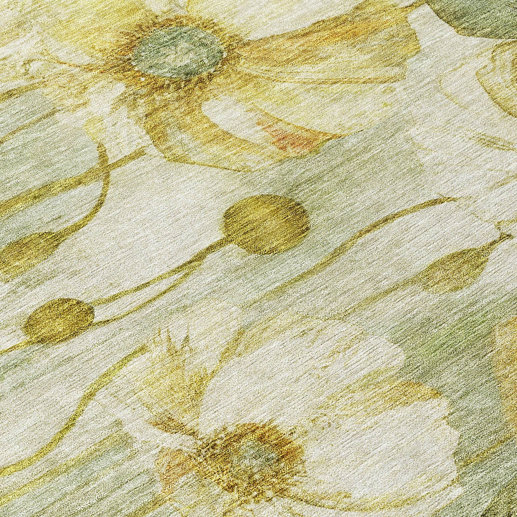 Tapis Chantille moderne à motif floral, lavable en machine, pour intérieur/extérieur