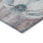 Tapis Chantille moderne à motif floral, lavable en machine, pour intérieur/extérieur