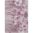 Tapis Chantille moderne à motif floral, lavable en machine, pour intérieur/extérieur