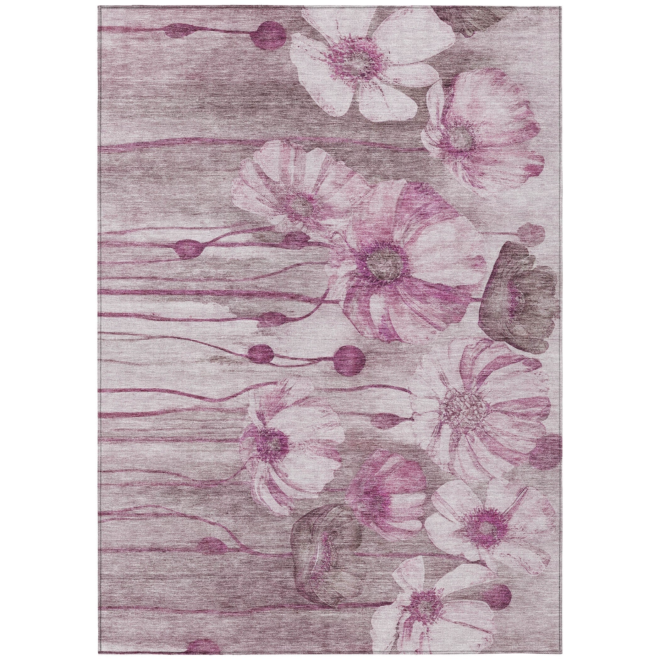 Tapis Chantille moderne à motif floral, lavable en machine, pour intérieur/extérieur