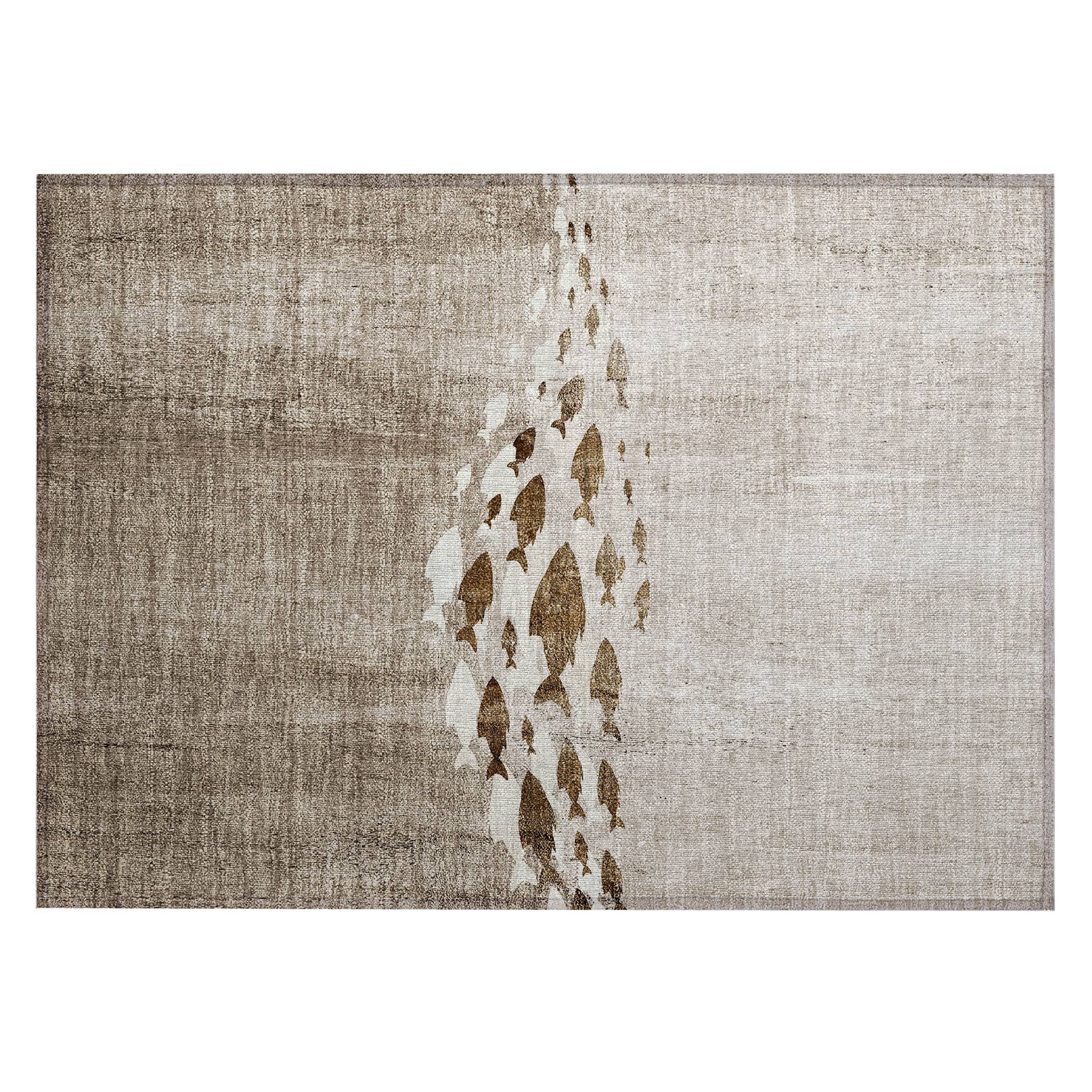 Tapis Chantille moderne sur le thème marin, lavable en machine, pour intérieur/extérieur
