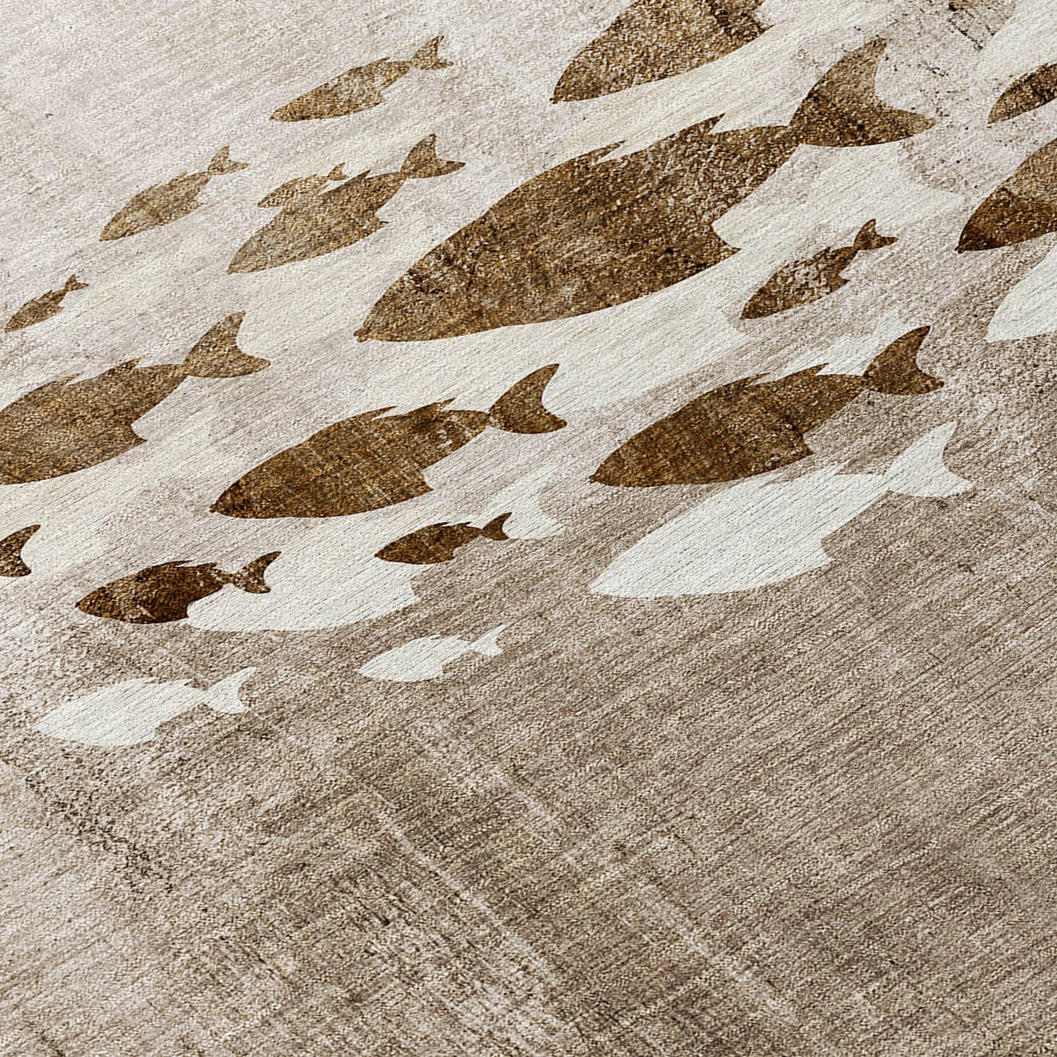 Tapis Chantille moderne sur le thème marin, lavable en machine, pour intérieur/extérieur