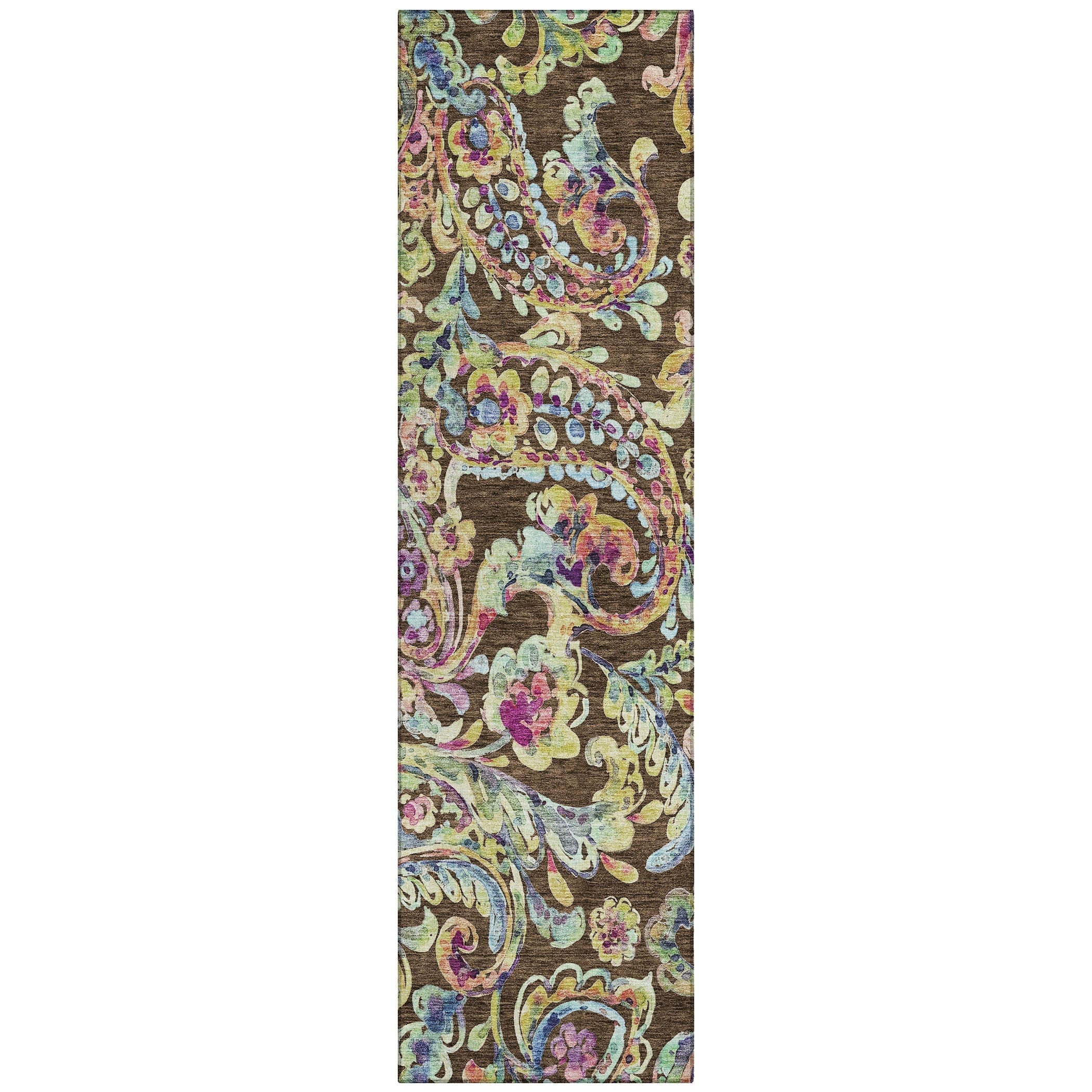 Tapis Chantille traditionnel à volutes lavable en machine pour intérieur/extérieur