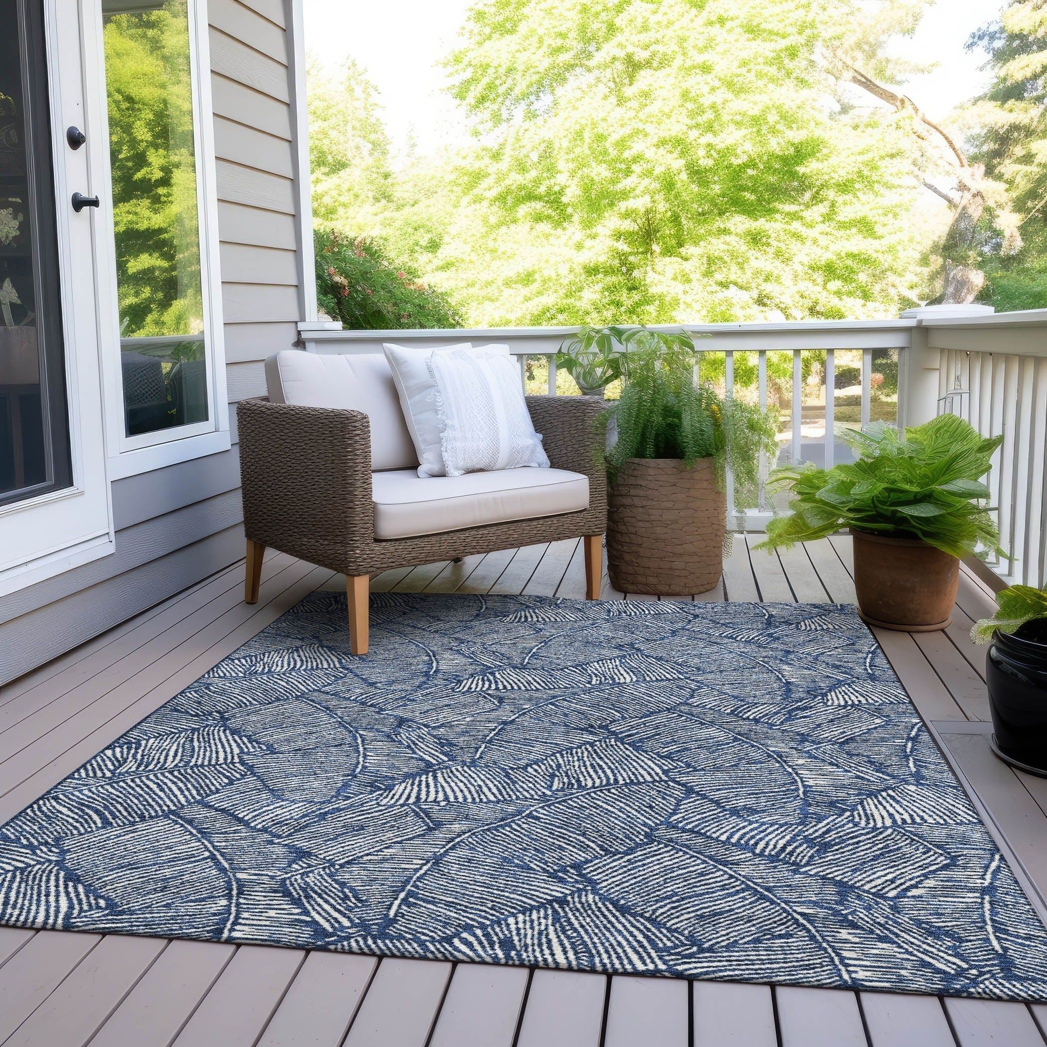Tapis Chantille Tropical Palm lavable en machine pour intérieur/extérieur