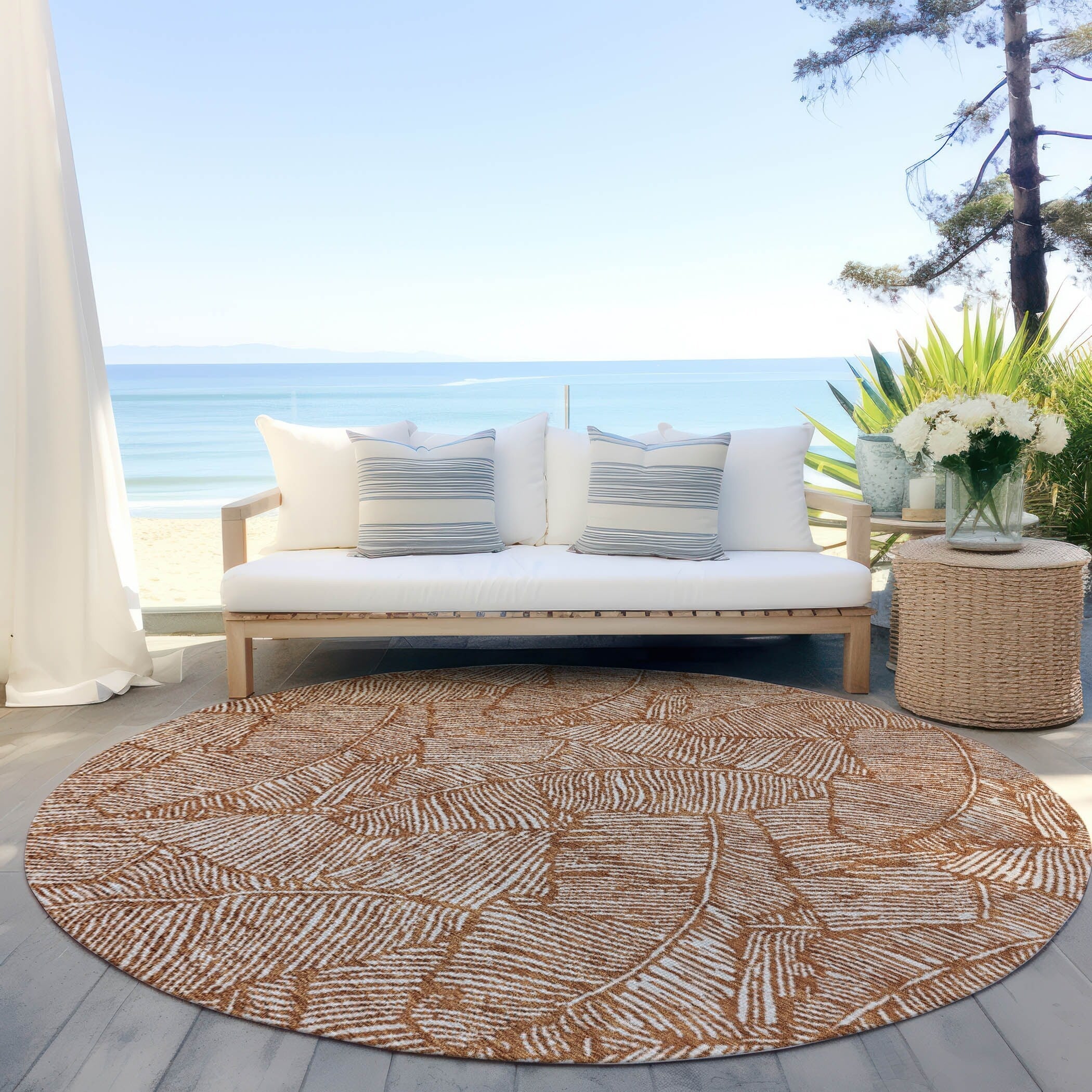 Tapis Chantille Tropical Palm lavable en machine pour intérieur/extérieur
