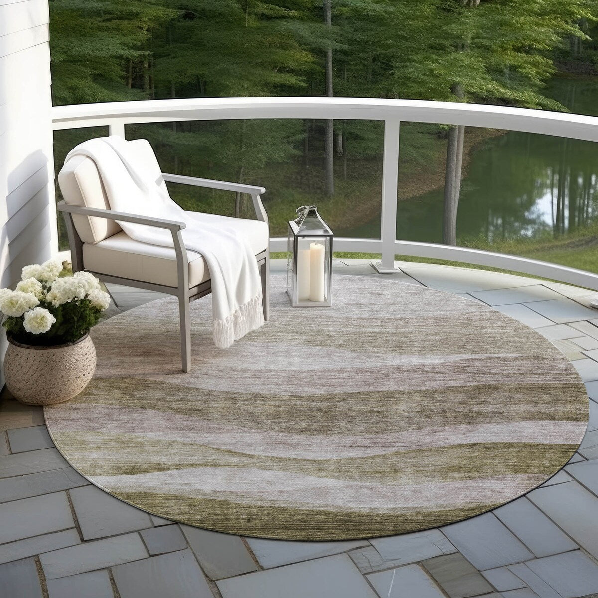 Tapis Chantille contemporain à vagues, lavable en machine, pour intérieur et extérieur