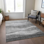Tapis Chantille contemporain à vagues, lavable en machine, pour intérieur et extérieur