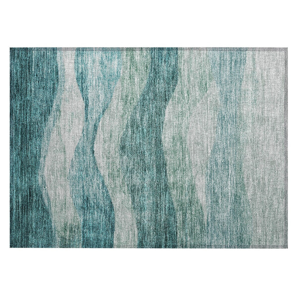 Tapis Chantille contemporain à vagues, lavable en machine, pour intérieur et extérieur