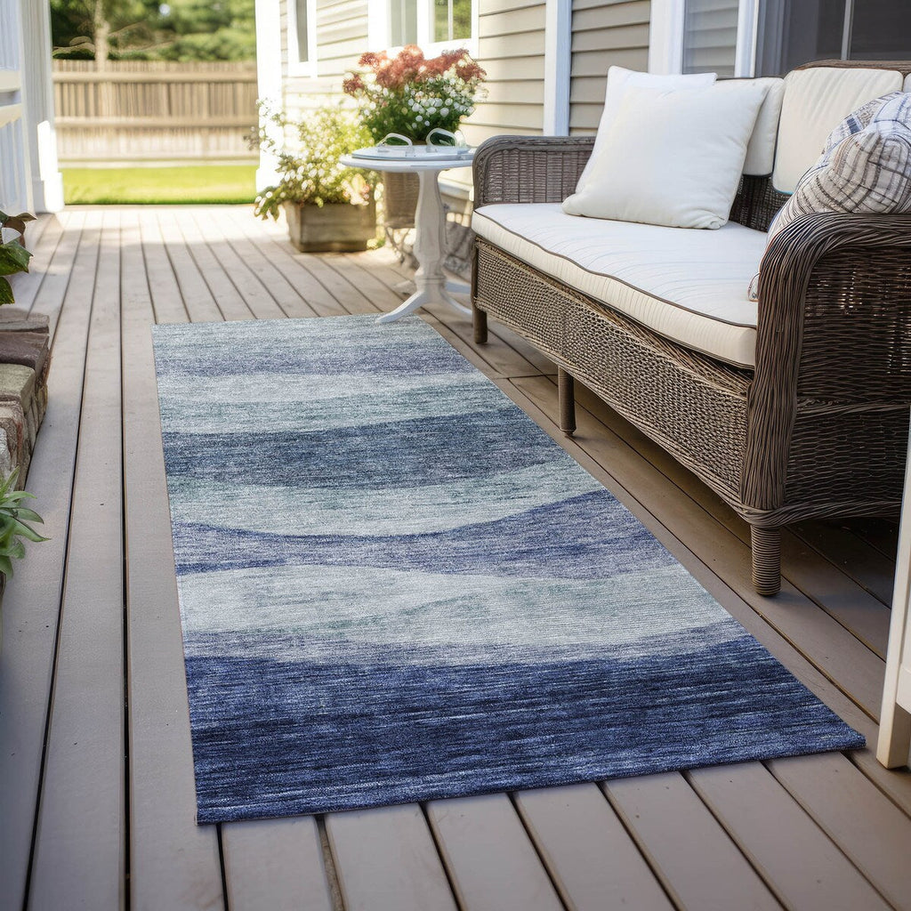 Tapis Chantille contemporain à vagues, lavable en machine, pour intérieur et extérieur