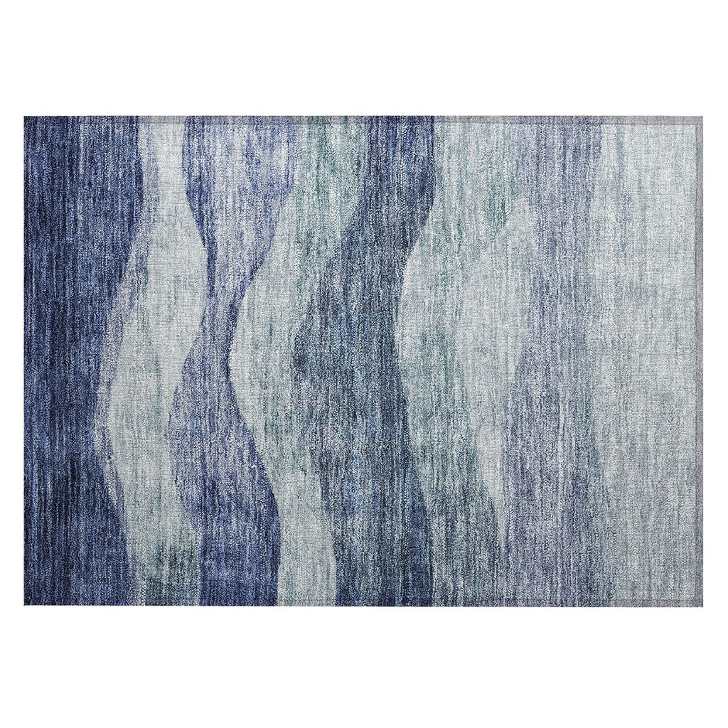 Tapis Chantille contemporain à vagues, lavable en machine, pour intérieur et extérieur