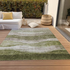 Tapis Chantille contemporain à vagues, lavable en machine, pour intérieur et extérieur