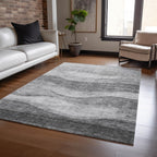 Tapis Chantille contemporain à vagues, lavable en machine, pour intérieur et extérieur