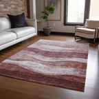 Tapis Chantille contemporain à vagues, lavable en machine, pour intérieur et extérieur