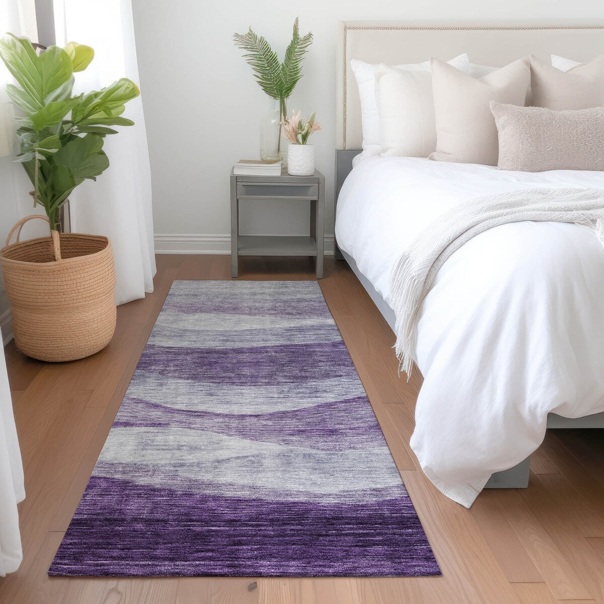 Tapis Chantille contemporain à vagues, lavable en machine, pour intérieur et extérieur