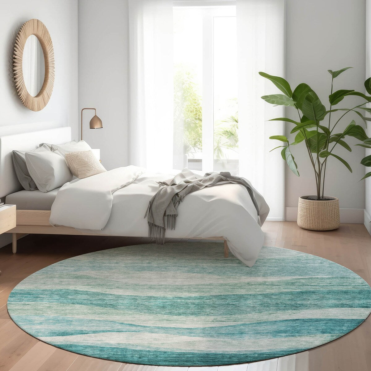 Tapis Chantille contemporain à vagues, lavable en machine, pour intérieur et extérieur