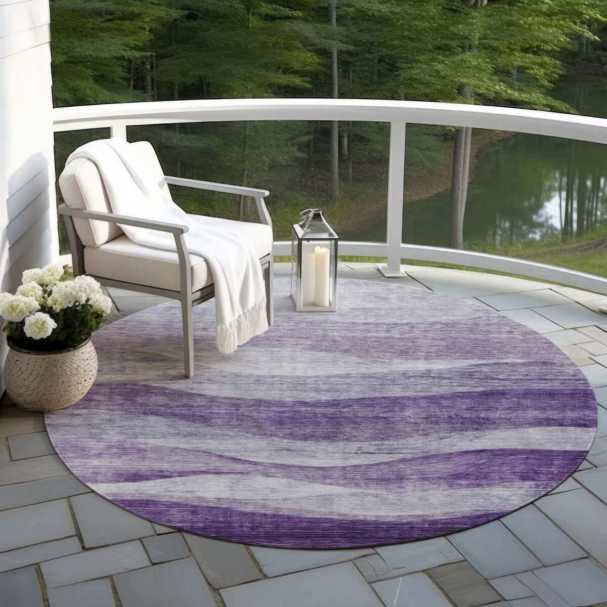 Tapis Chantille contemporain à vagues, lavable en machine, pour intérieur et extérieur