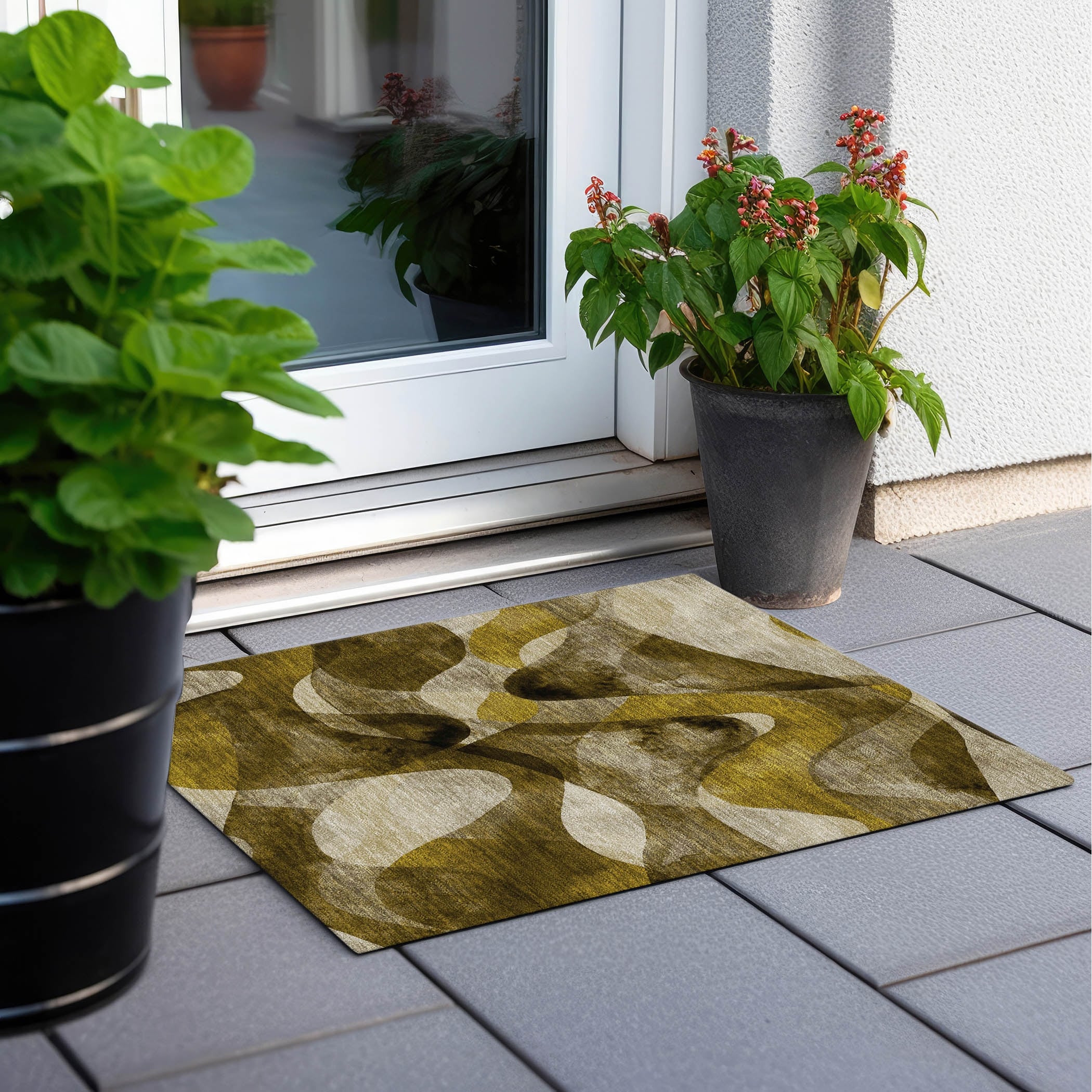 Tapis Chantille moderne lavable en machine pour intérieur/extérieur