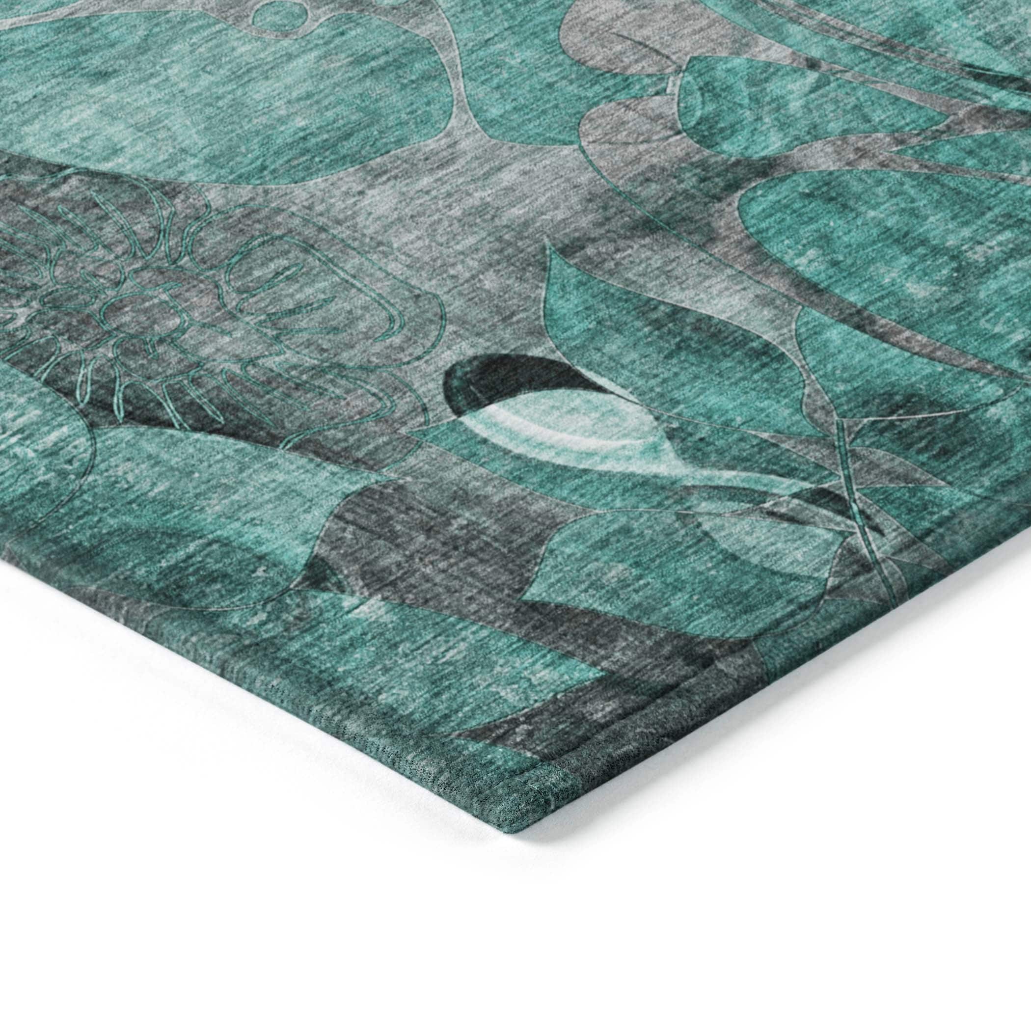 Tapis Chantille moderne à motif floral lavable en machine pour intérieur/extérieur