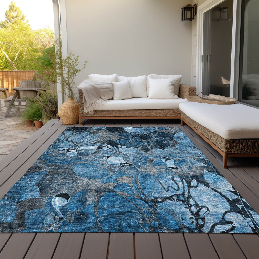Tapis Chantille moderne à motif floral lavable en machine pour intérieur/extérieur