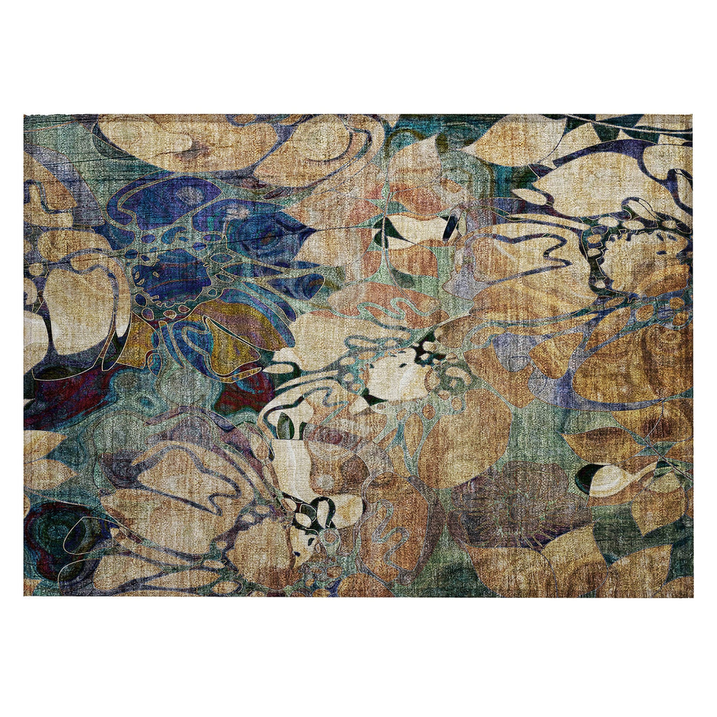 Tapis Chantille moderne à motif floral lavable en machine pour intérieur/extérieur