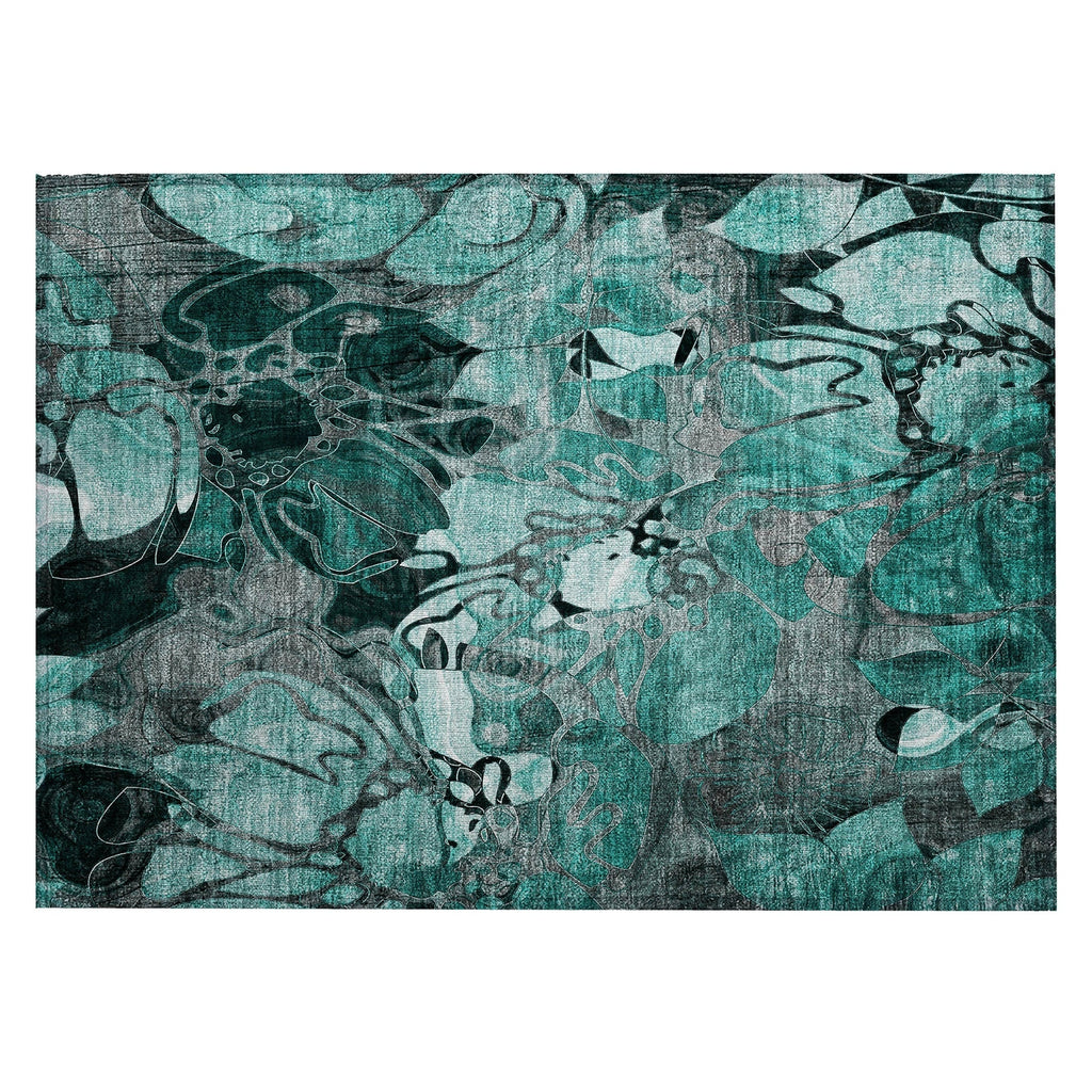 Tapis Chantille moderne à motif floral lavable en machine pour intérieur/extérieur