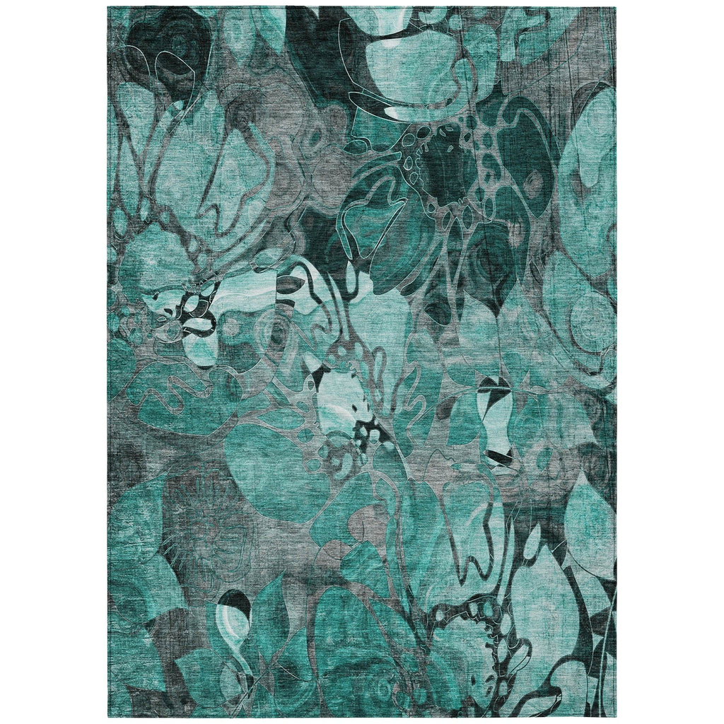 Tapis Chantille moderne à motif floral lavable en machine pour intérieur/extérieur