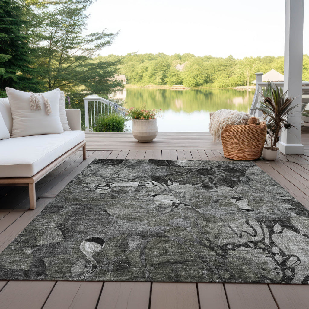 Tapis Chantille moderne à motif floral lavable en machine pour intérieur/extérieur