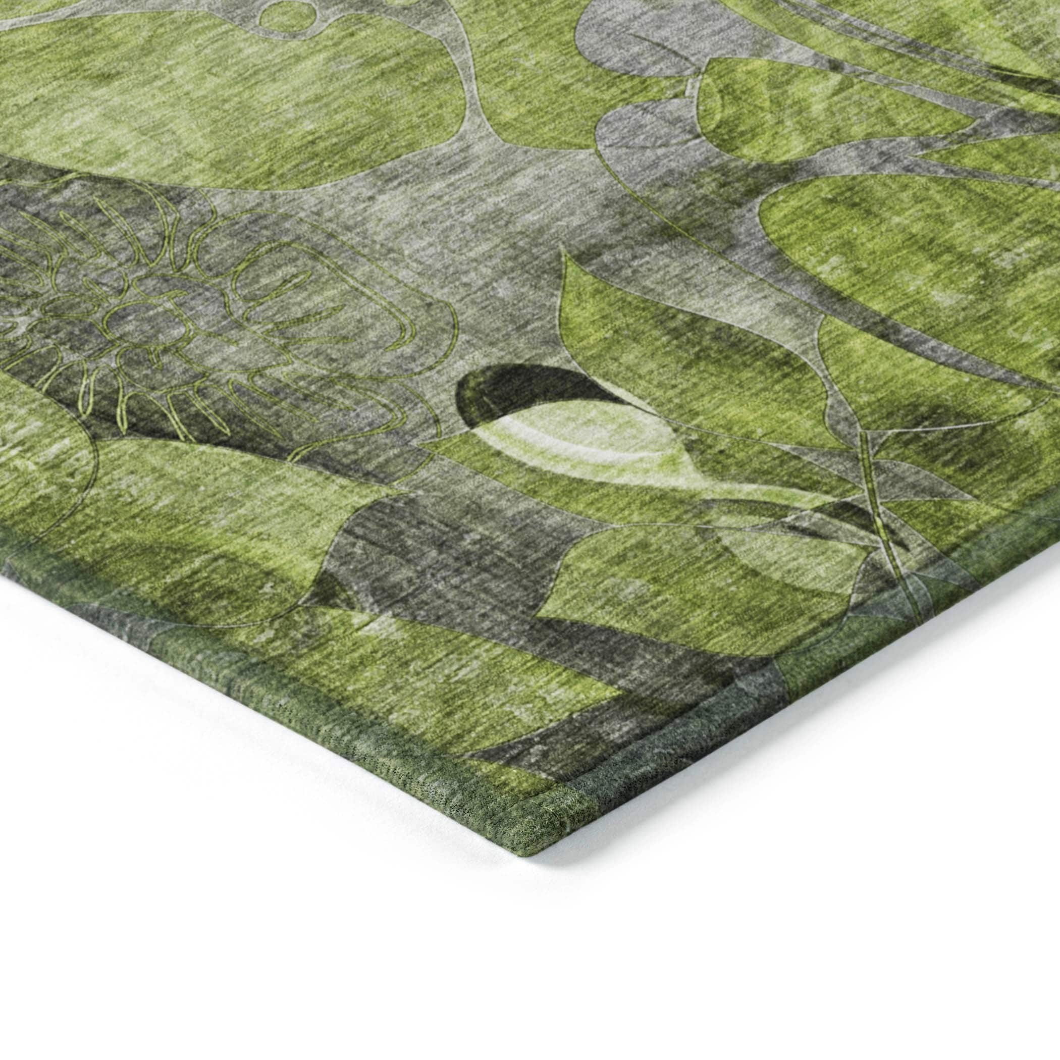 Tapis Chantille moderne à motif floral lavable en machine pour intérieur/extérieur