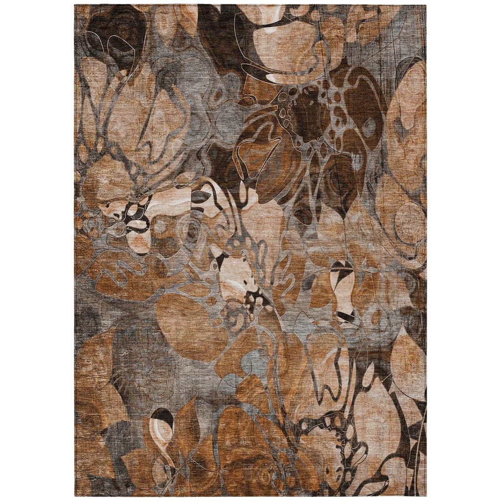 Tapis Chantille moderne à motif floral lavable en machine pour intérieur/extérieur