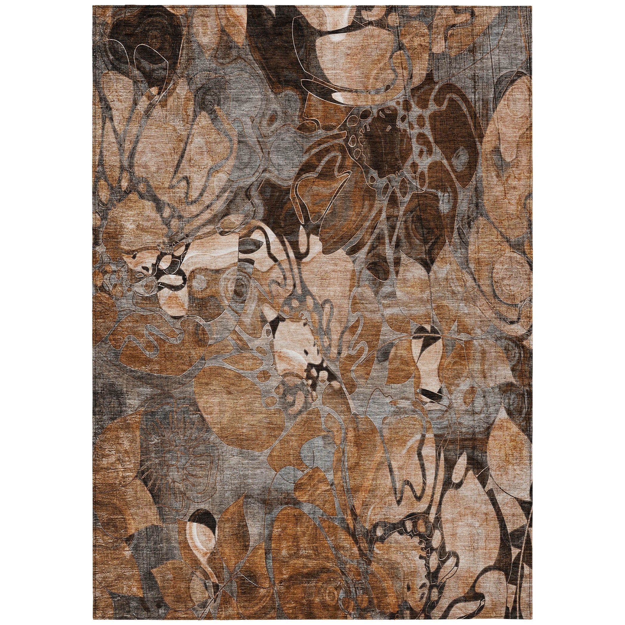 Tapis Chantille moderne à motif floral lavable en machine pour intérieur/extérieur