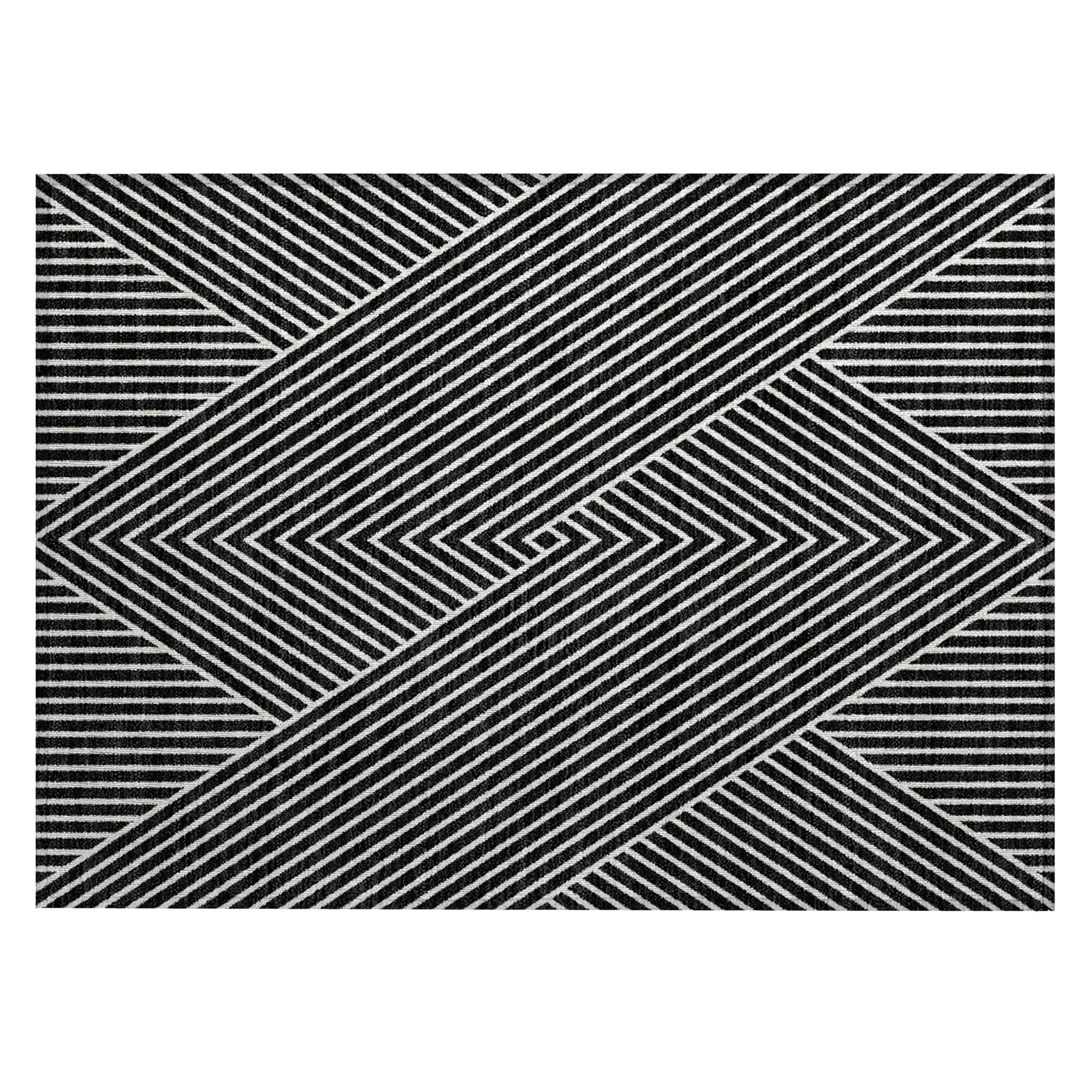Tapis Chantille géométrique moderne lavable en machine pour intérieur/extérieur