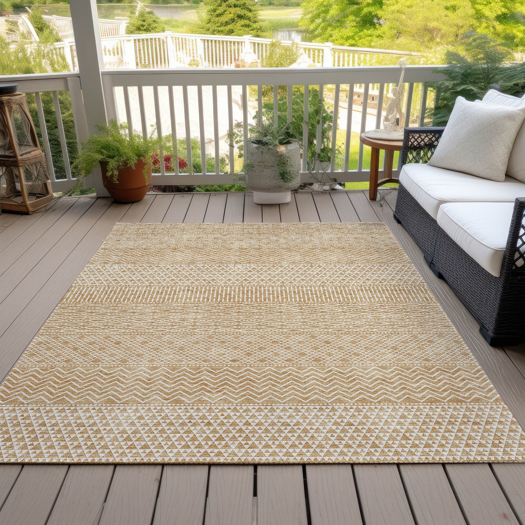 Tapis Chantille à rayures modernes, lavable en machine, pour intérieur et extérieur