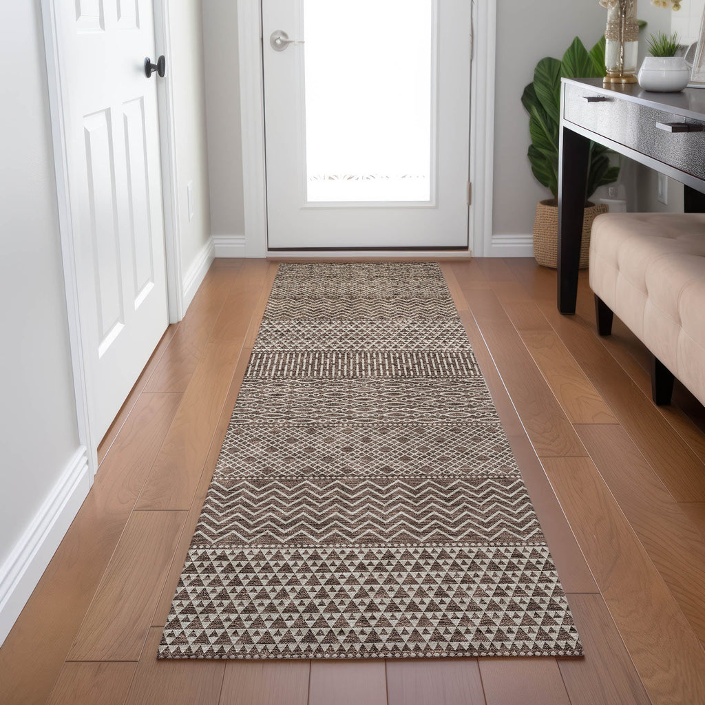 Tapis Chantille à rayures modernes, lavable en machine, pour intérieur et extérieur