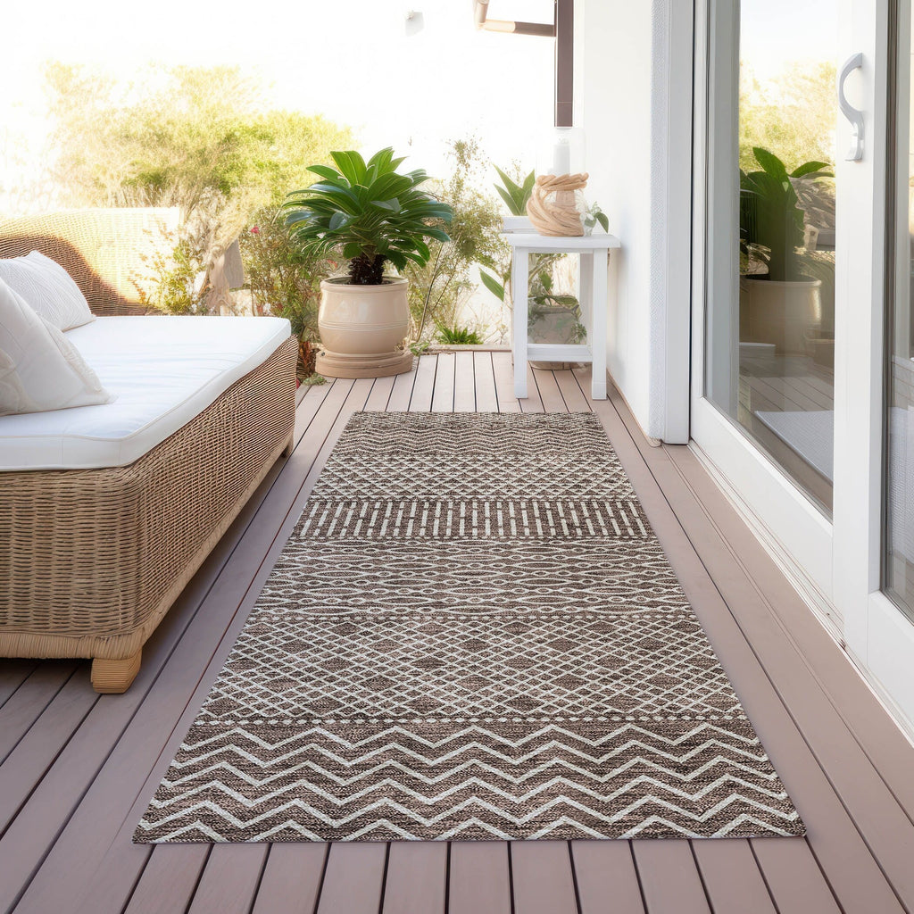 Tapis Chantille à rayures modernes, lavable en machine, pour intérieur et extérieur