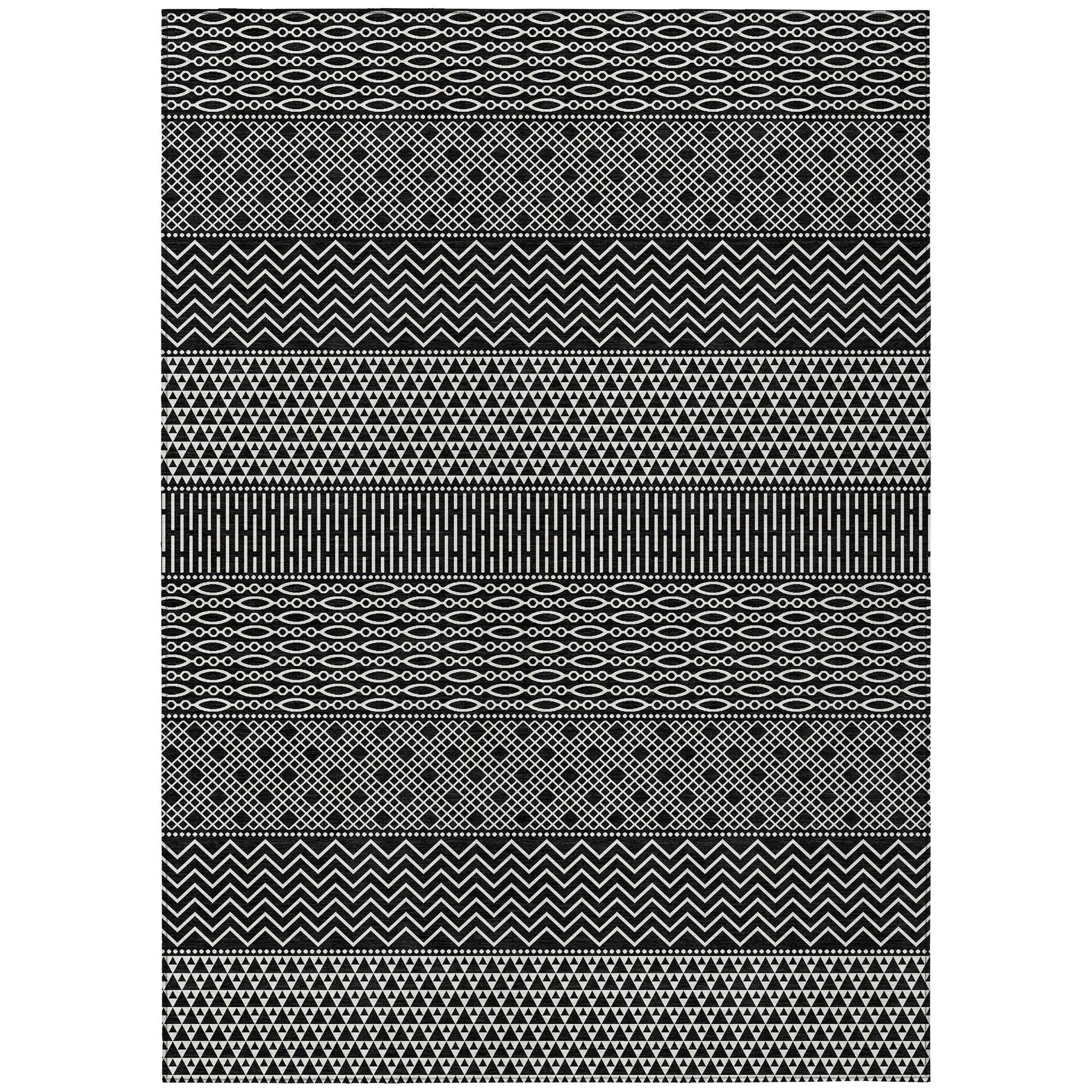 Tapis Chantille à rayures modernes, lavable en machine, pour intérieur et extérieur