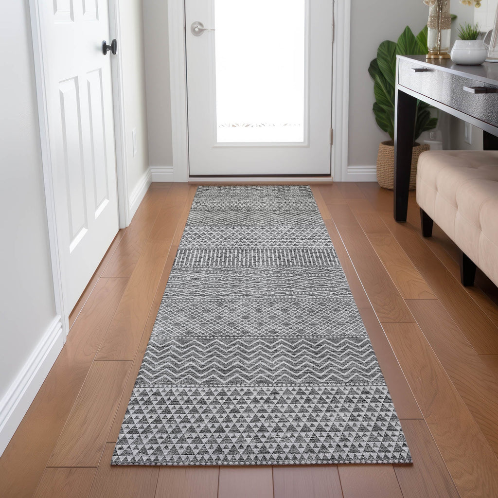 Tapis Chantille à rayures modernes, lavable en machine, pour intérieur et extérieur