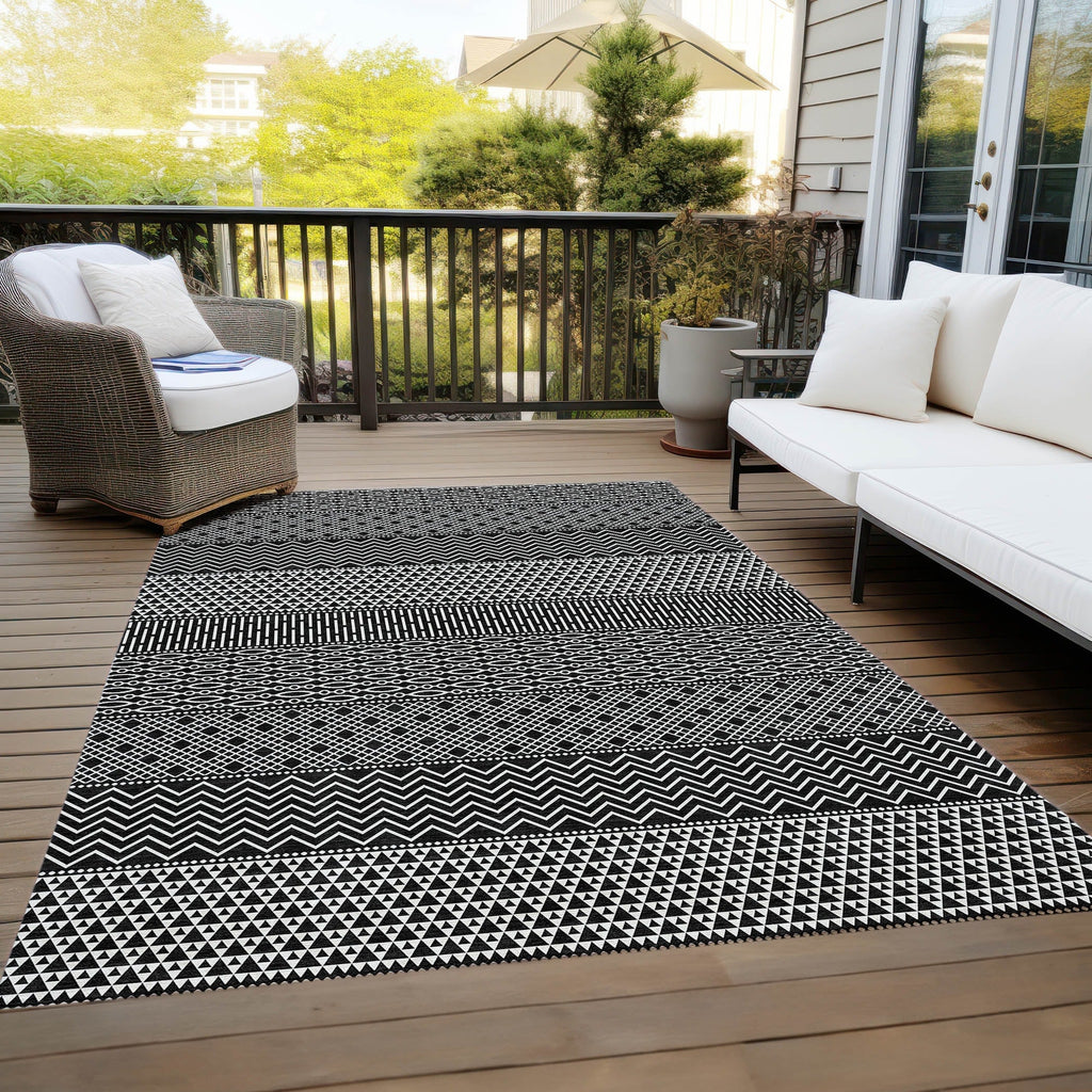 Tapis Chantille à rayures modernes, lavable en machine, pour intérieur et extérieur