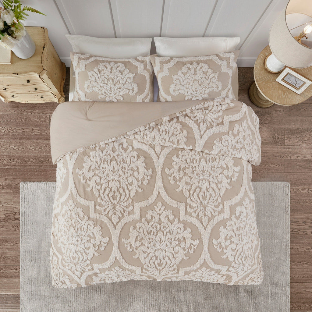Parure de couette Madison Park Aeriela en coton chenille touffeté damassé