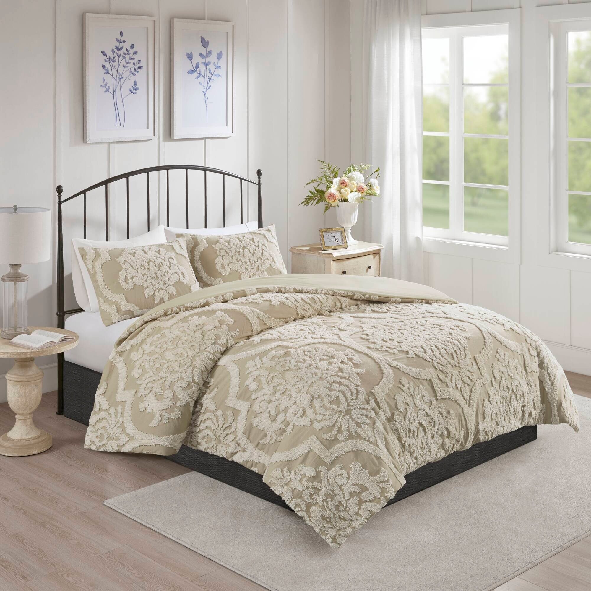 Parure de couette Madison Park Aeriela en coton chenille touffeté damassé