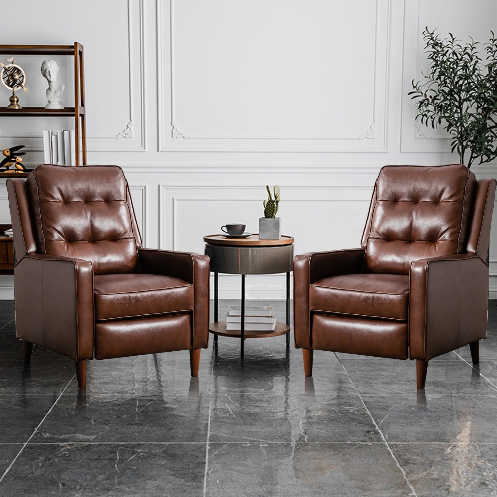 Fauteuil inclinable à dossier relevable, fauteuil en tissu avec décoration rivetée, fauteuil d'appoint simple