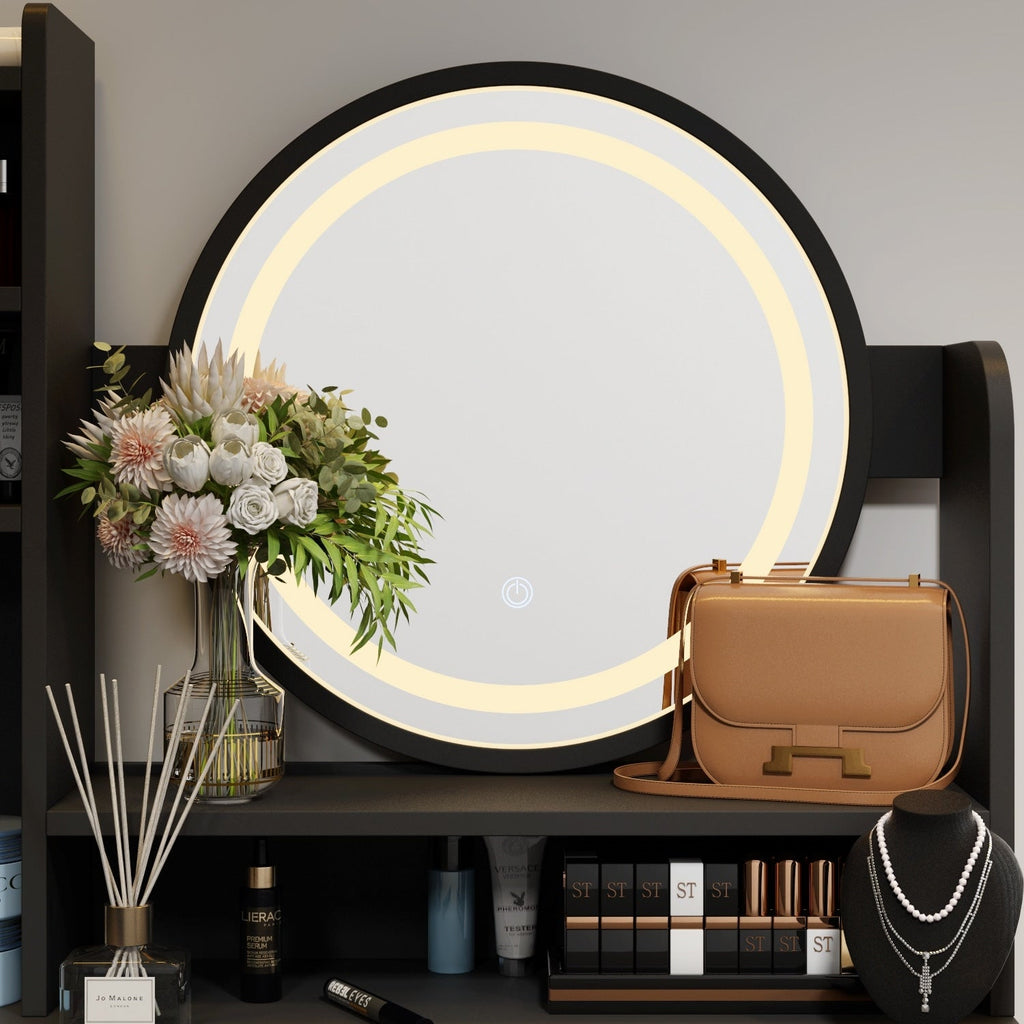Ensemble coiffeuse avec miroir tactile et tabouret