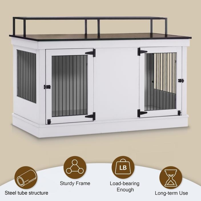 Meuble TV pour cage à chien Mcombo, grand format, niche en bois avec doubles portes, modèle 1861