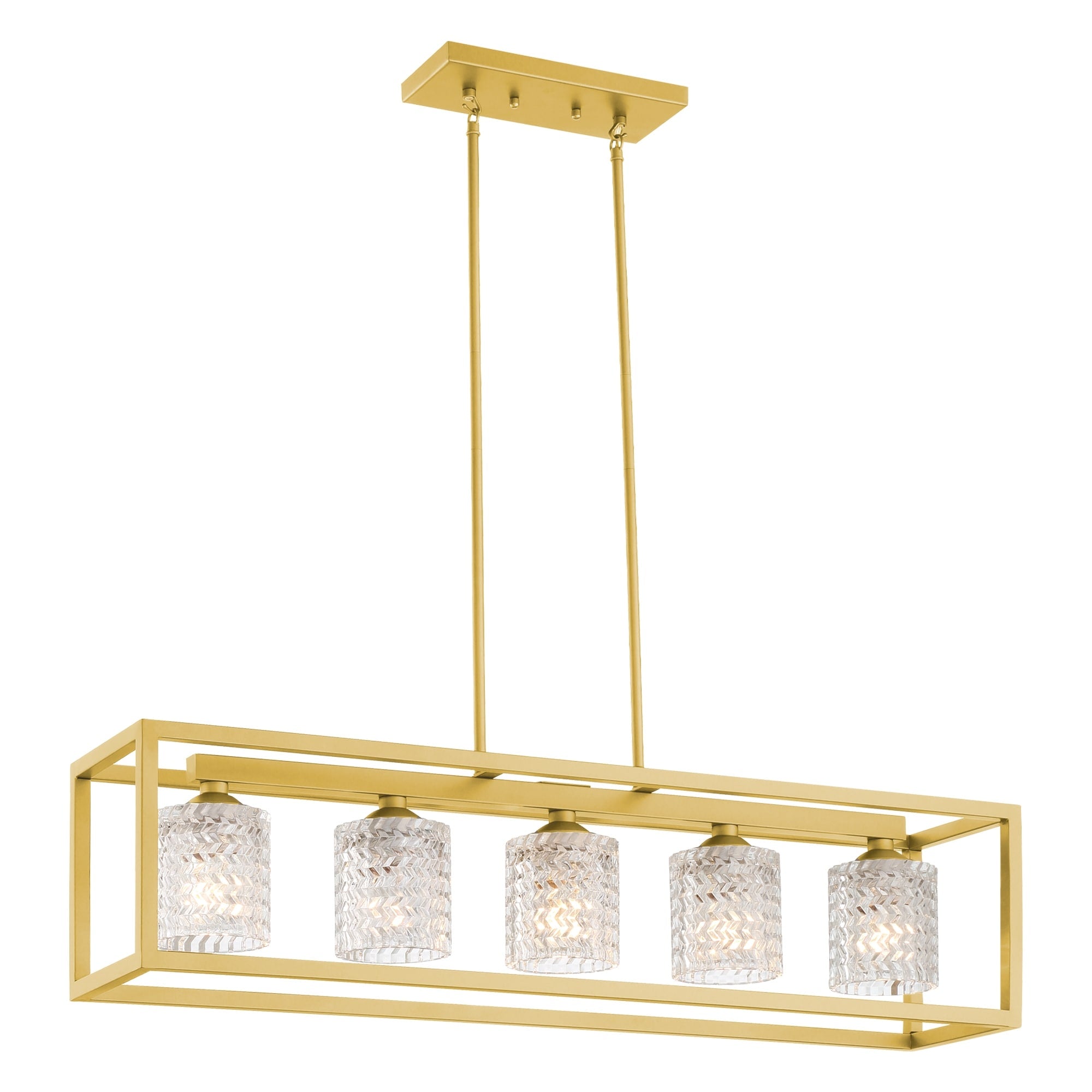 Lustre rectangulaire en cristal moderne de 37 pouces à 5 lumières pour salle à manger - 37 pouces